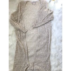 {Christopher & Banks} Tan Crotchet Cardigan